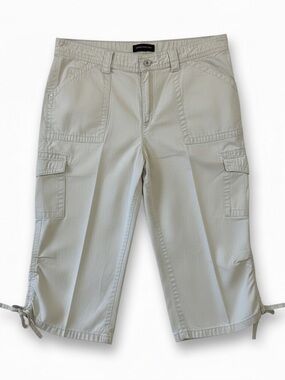 Jones New York Opaque Summer Capri w Pockets, Off White, Cotton Spandex Blend